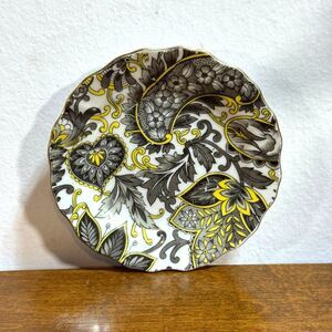 Vintage Royal Paisley Butter Pat 4" Black Yellow White 2507 Demitasse Saucer